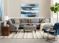 Morgan Dark Gray Fabric Medium Right Chaise Sectional W/ Wood Legs