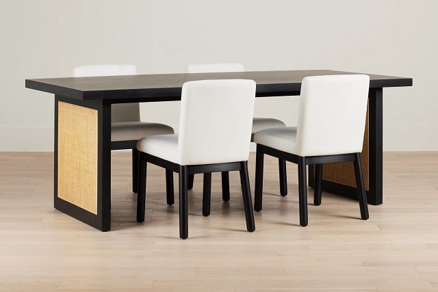 Brisbane Black Rectangular Table & 4 Upholstered Chairs