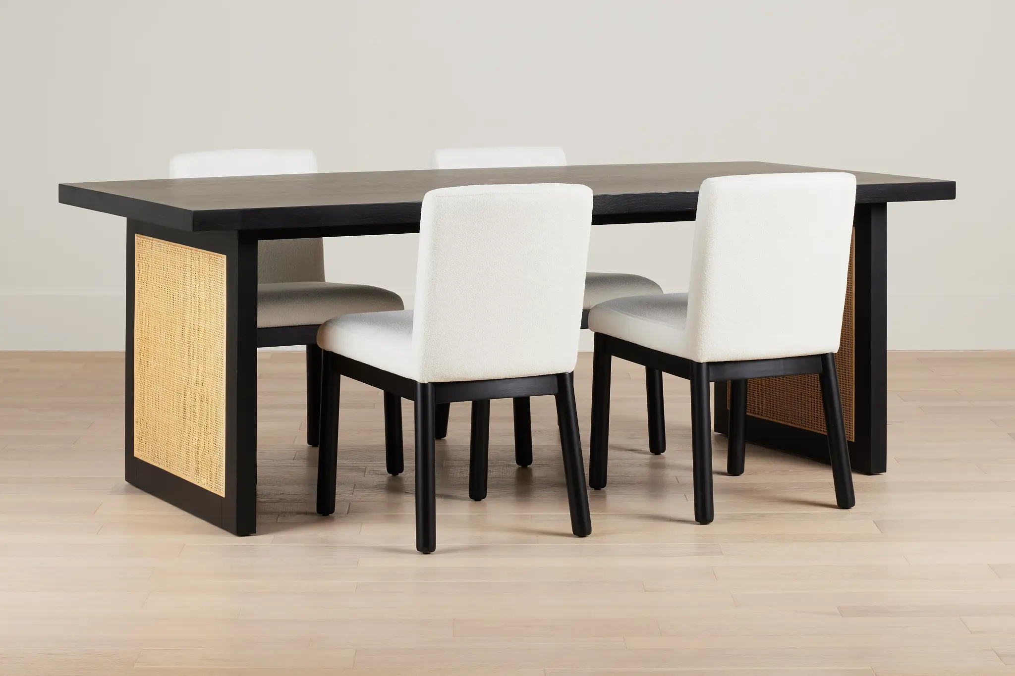 Brisbane Black Rectangular Table & 4 Upholstered Chairs Brisbane Black Rectangular Table & 4 Upholstered Chairs