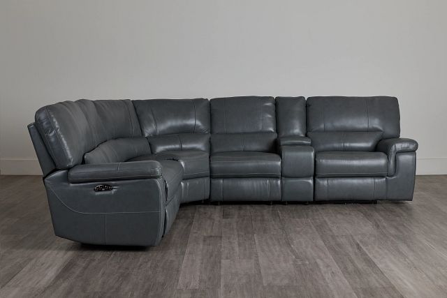 Weston Light Gray Lthr/vinyl Small Dual Power Reclining Two-arm Sectional (0)