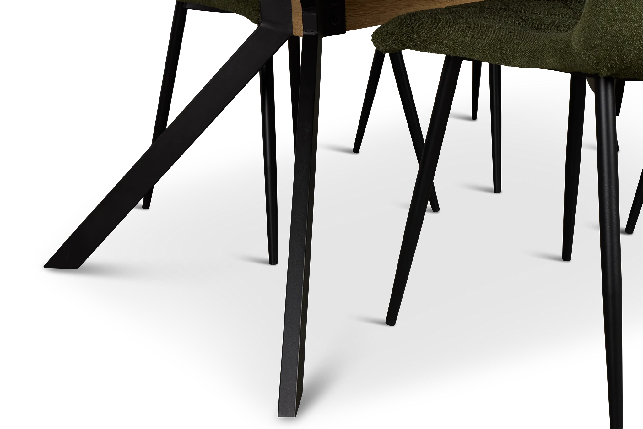 Lynden Light Tone Rect Table & 4 Green Upholstered Side Chairs