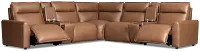 Edison Dark Brown Lthr/vinyl Large Dual Power Reclining Two-arm Sectional