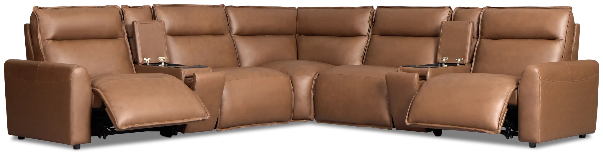 Edison Dark Brown Lthr/vinyl Large Dual Power Reclining Two-arm Sectional