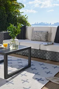 Lotus Black Lumbar Indoor/outdoor Accent Pillow