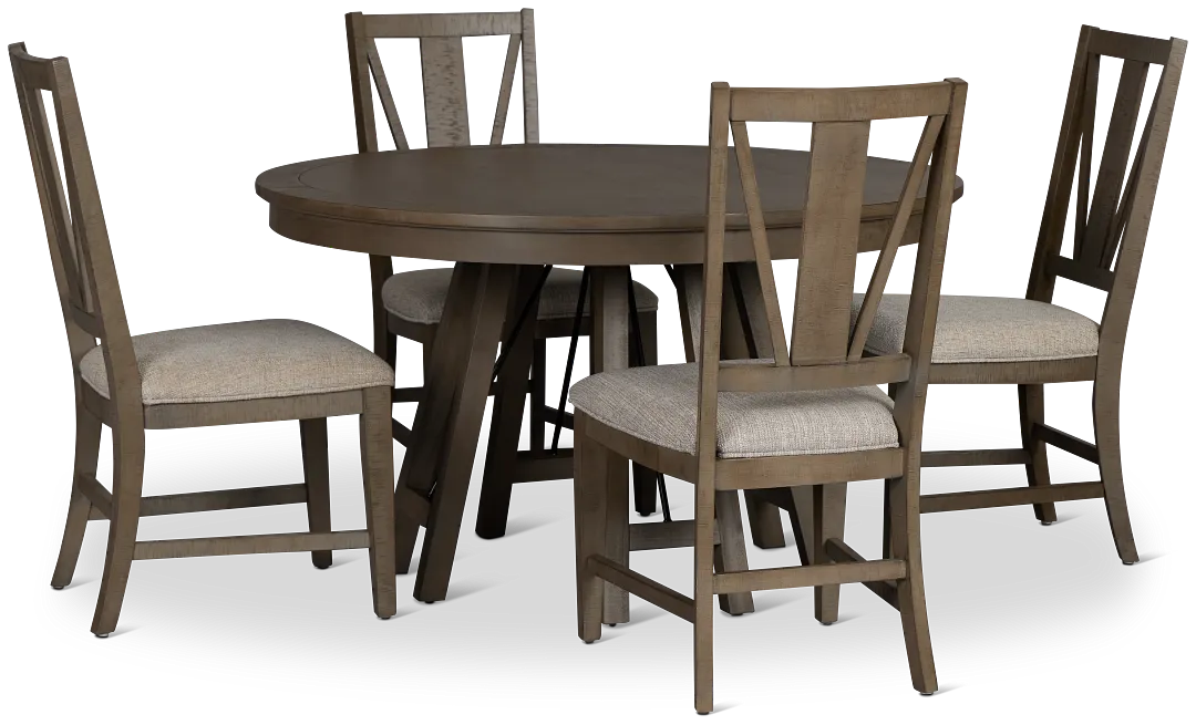 Heron Cove Light Tone Round Table & 4 Wood Chairs