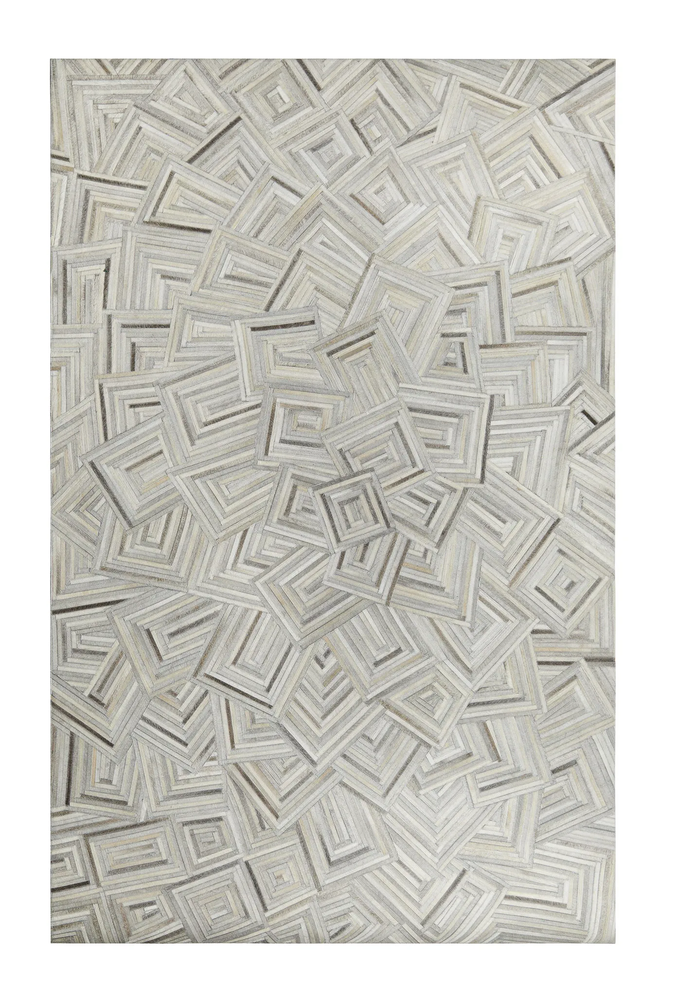 Puzzle Light Gray Leather 8x10 Area Rug