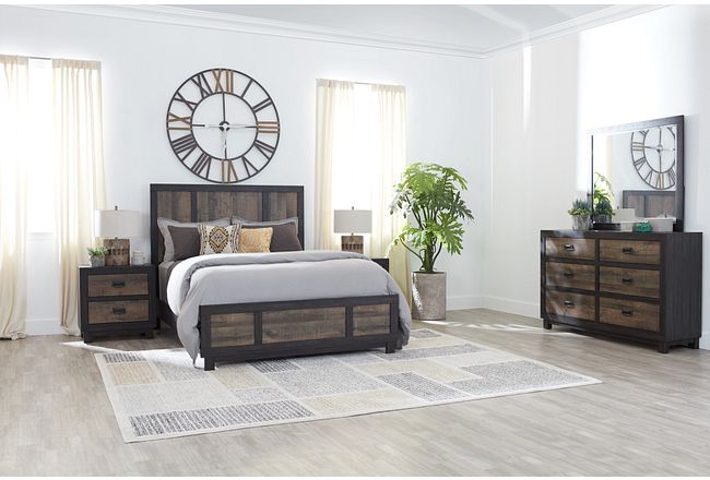 Harlington Dark Tone Panel Bedroom