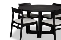 Santorini Black Round Table & 4 Upholstered Chairs