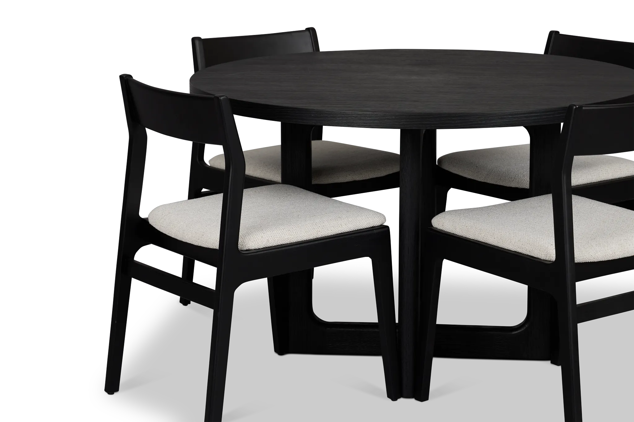 Santorini Black Round Table & 4 Upholstered Chairs