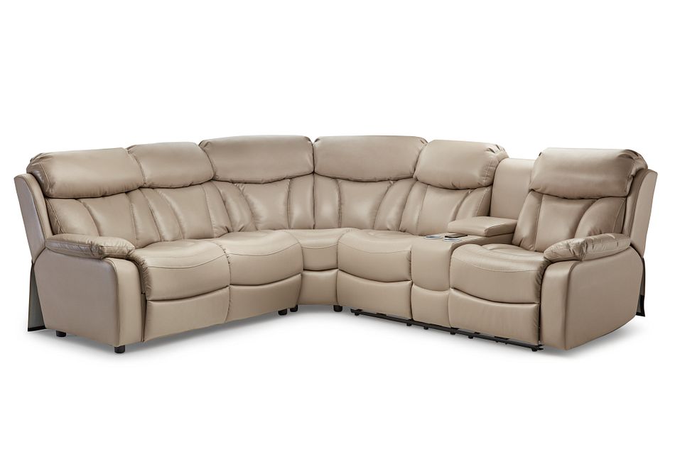 Dustin Beige Micro Small Power Sectional W Left Sleeper Living Room Reclining Sectionals City Furniture