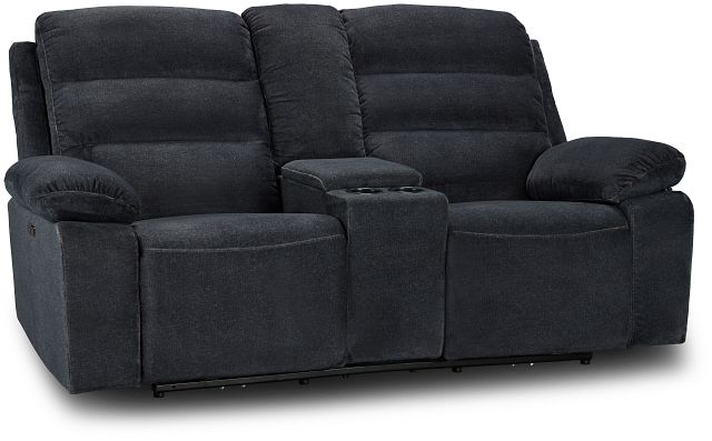 Orion Dark Gray Fabric Power Reclining Console Loveseat