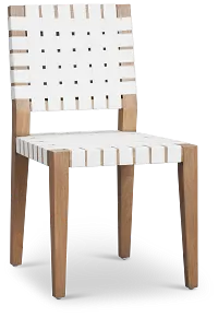 Haven White Woven Leather Side Chair