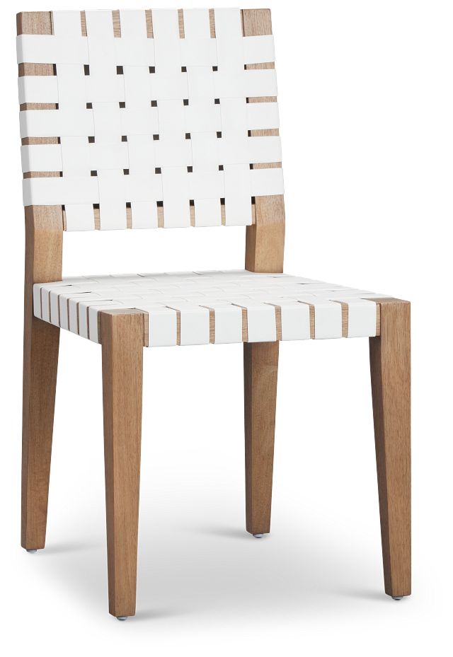 Haven White Woven Leather Side Chair
