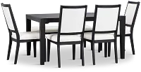 Alden Black Rect Table, 4 Chairs & Bench