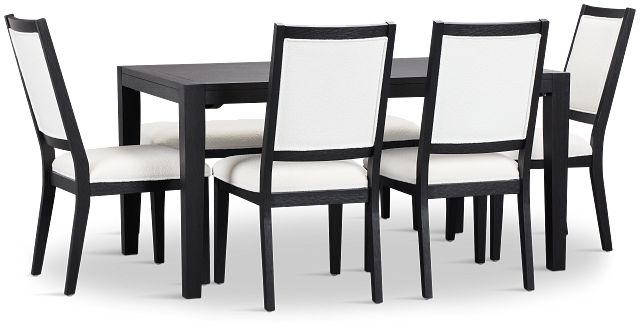 Alden Black Rect Table, 4 Chairs & Bench