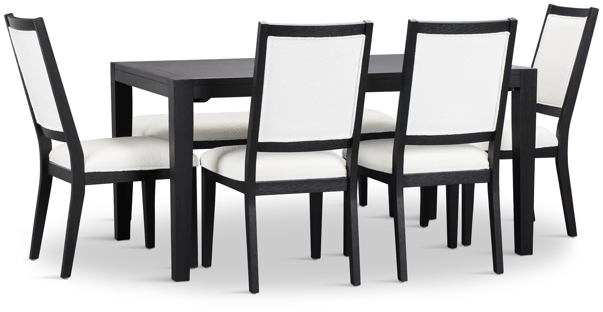 Alden Black Rect Table, 4 Chairs & Bench