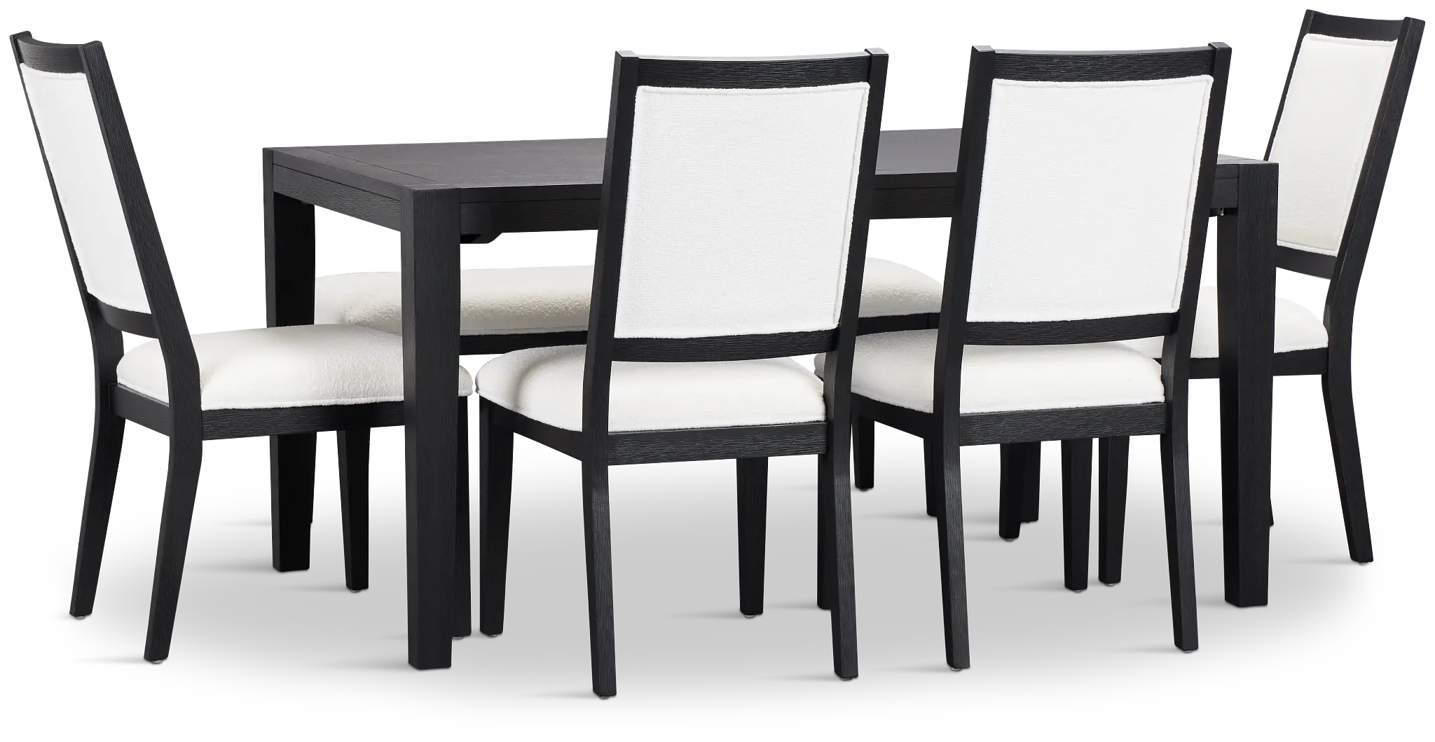 Alden Black Rect Table, 4 Chairs & Bench Alden Black Rect Table, 4 Chairs & Bench