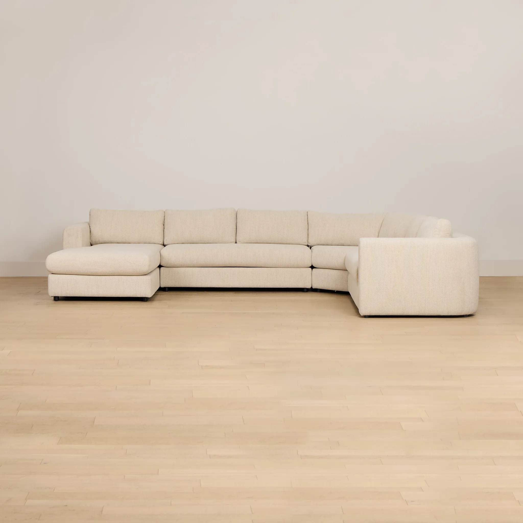 Alma Light Beige Fabric Medium Left Chaise Wedge Sectional