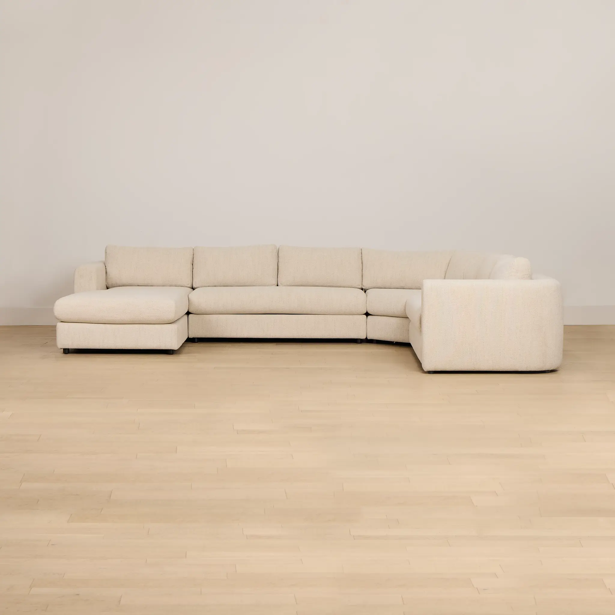Alma Light Beige Fabric Medium Left Chaise Wedge Sectional Alma Light Beige Fabric Medium Left Chaise Wedge Sectional