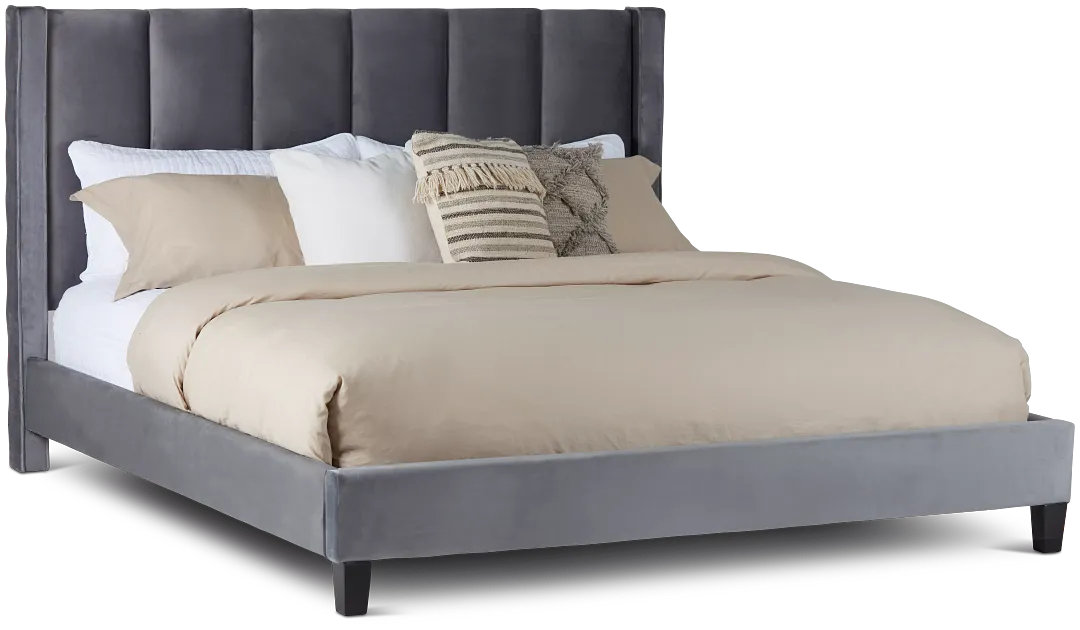 Audrey Dark Gray Velvet Platform Bed
