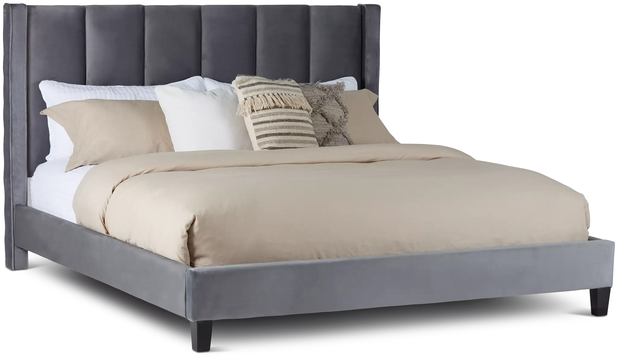 Audrey Dark Gray Velvet Platform Bed Audrey Dark Gray Velvet Platform Bed