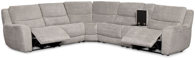Bennett Gray Fabric Medium Dual Power 2-arm Reclining Sectional