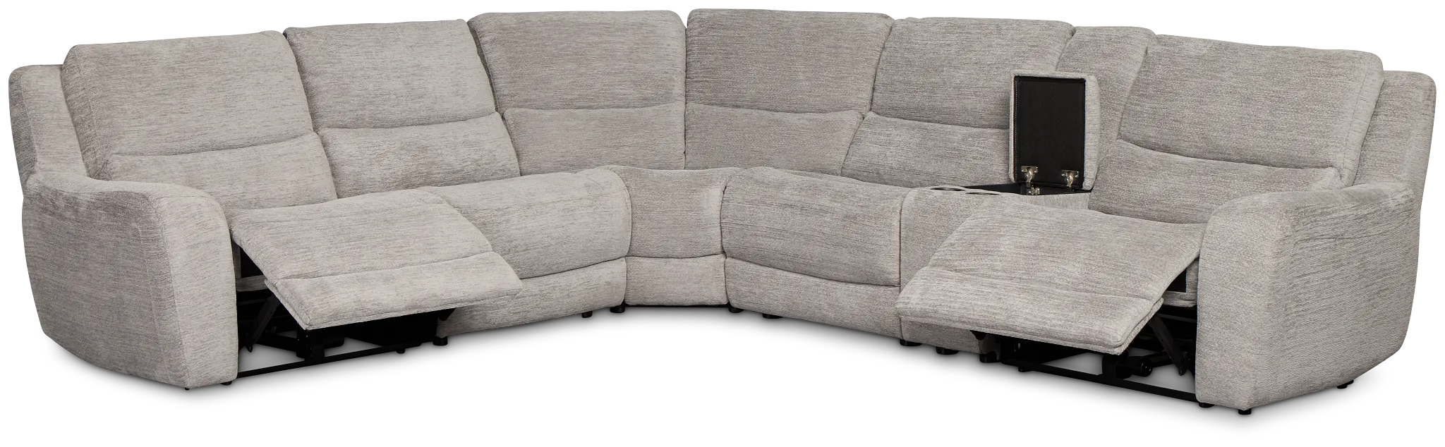 Bennett Gray Fabric Medium Dual Power 2-arm Reclining Sectional