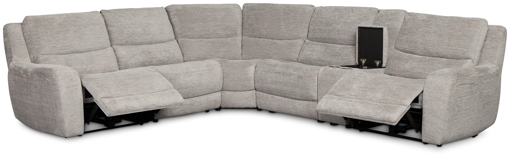 Bennett Gray Fabric Medium Dual Power 2-arm Reclining Sectional Bennett Gray Fabric Medium Dual Power 2-arm Reclining Sectional