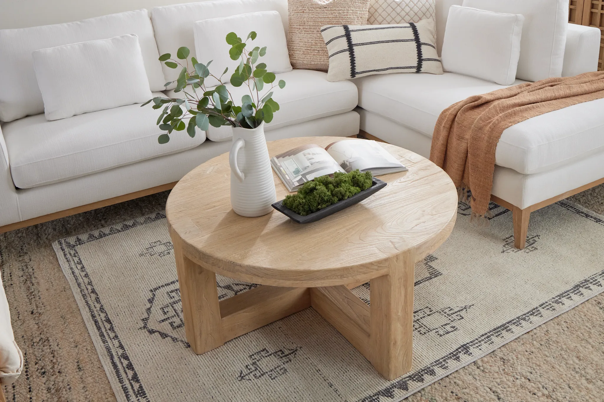 Clarisa Light Tone Round Coffee Table