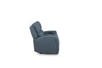 Summit Blue Lthr/vinyl Power Reclining Console Loveseat W/ Power Headrest