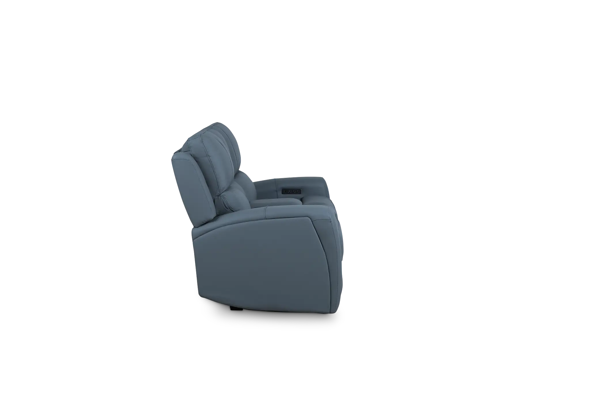 Summit Blue Lthr/vinyl Power Reclining Console Loveseat W/ Power Headrest Summit Blue Lthr/vinyl Power Reclining Console Loveseat W/ Power Headrest