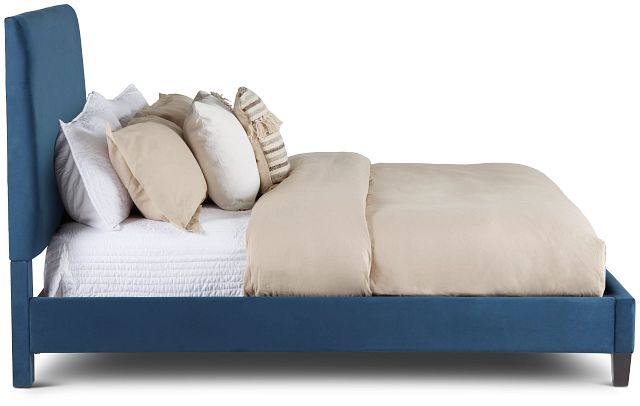 Lucy Dark Blue Uph Platform Bed