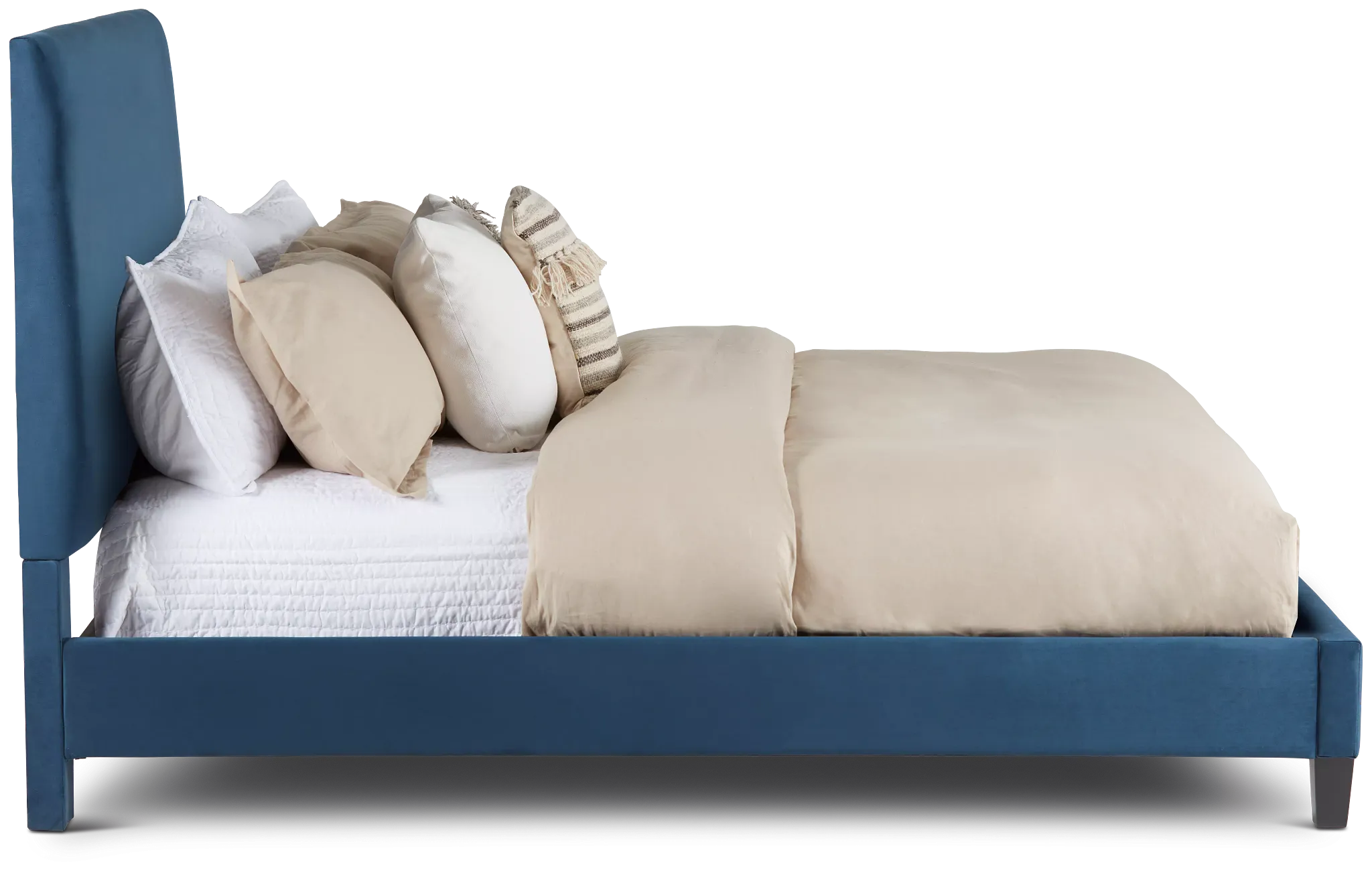 Lucy Dark Blue Uph Platform Bed