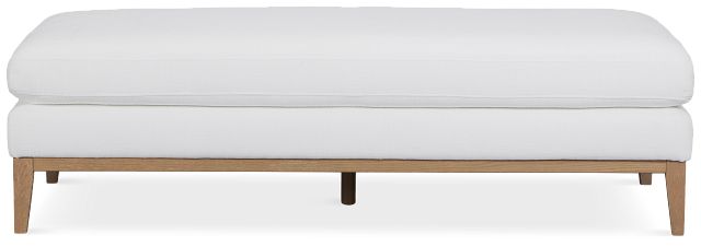 Corinne White Fabric Ottoman