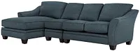 Avery Dark Blue Fabric Small Left Chaise Sectional