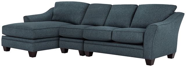Avery Dark Blue Fabric Small Left Chaise Sectional