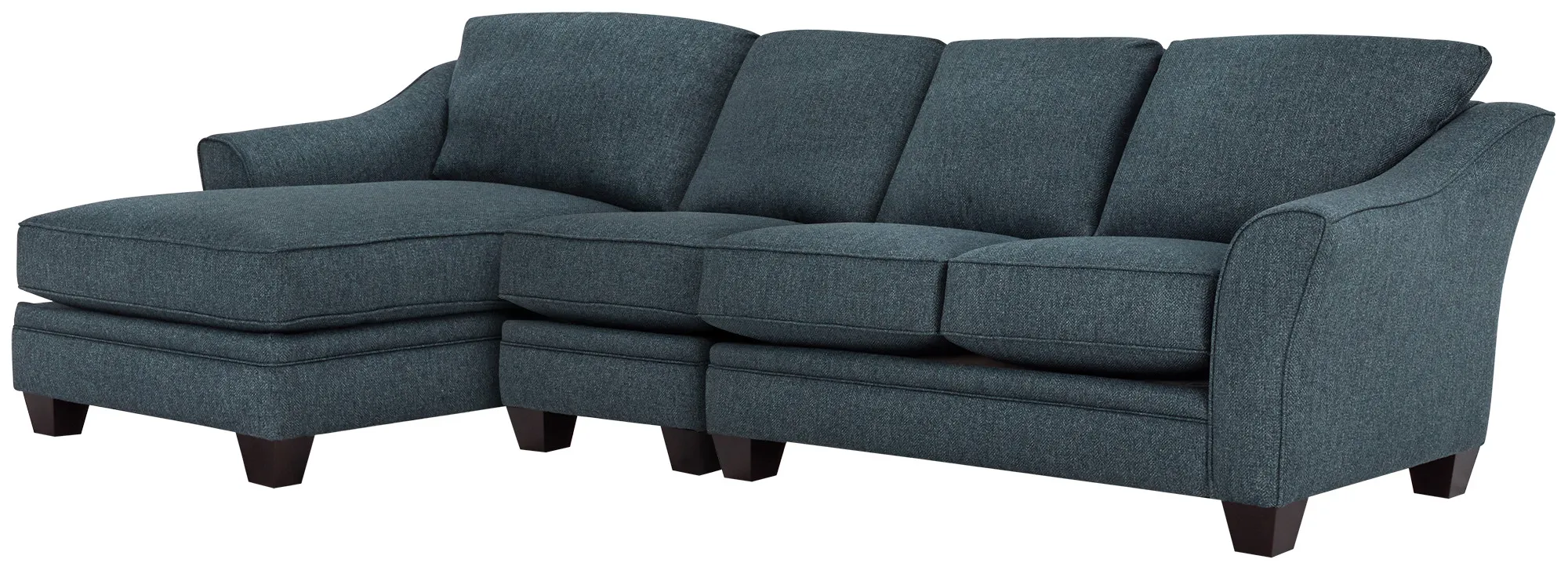 Avery Dark Blue Fabric Small Left Chaise Sectional