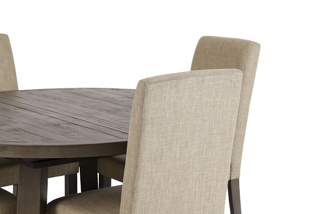 Taryn Gray Round Table & 4 Upholstered Chairs (8)