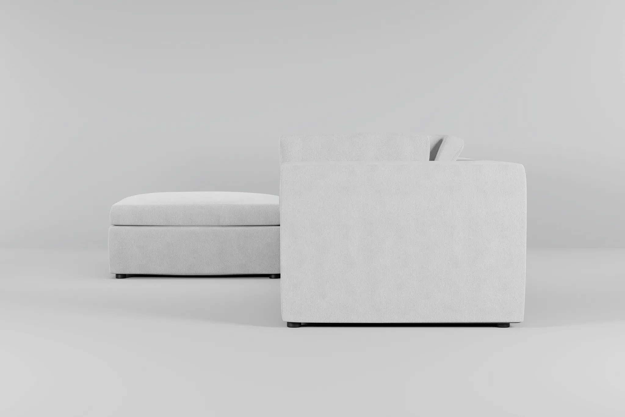 Destin Revenue White Fabric 4-piece Bumper Sectional