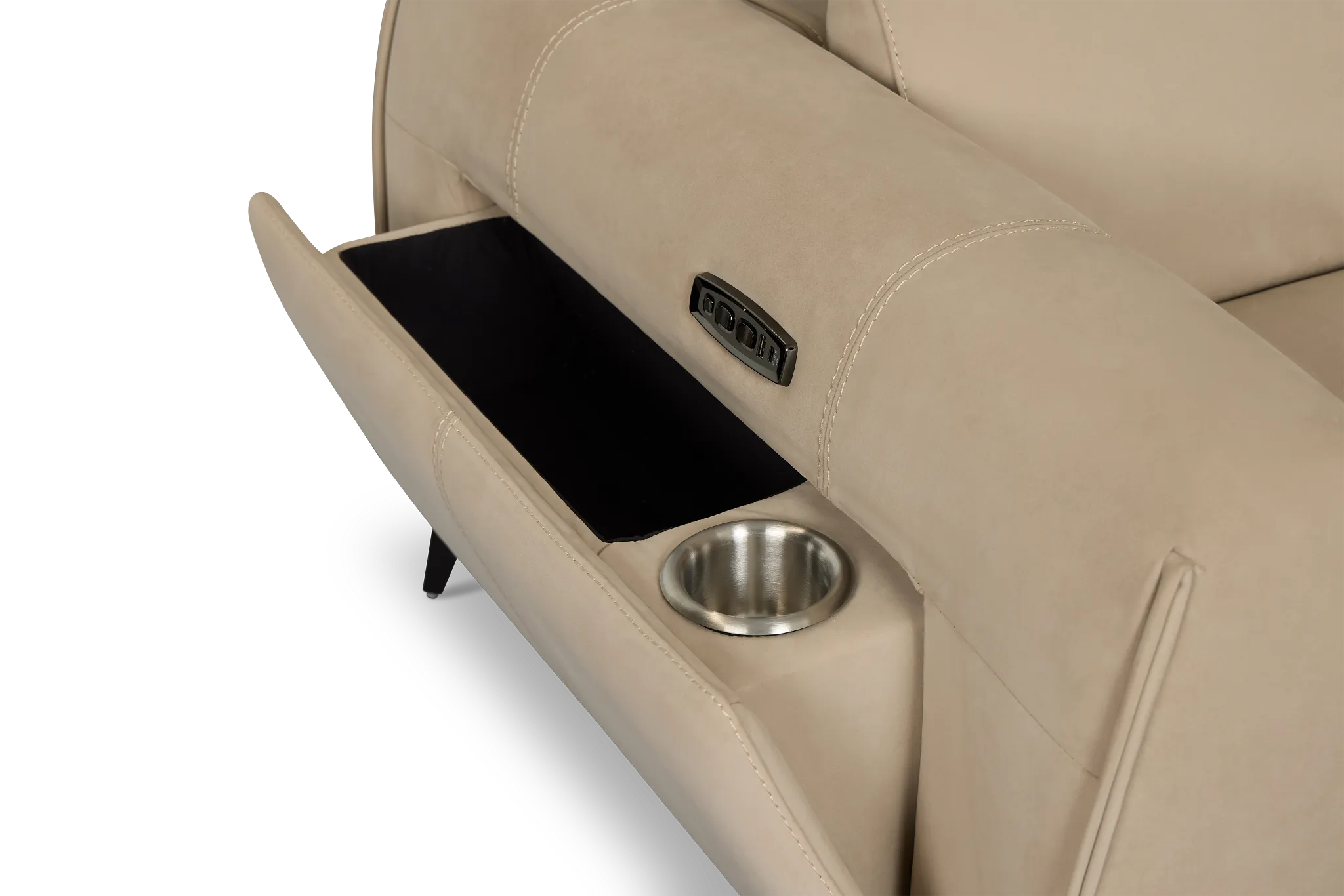 Reyna Beige Micro Large Triple Power Reclining Two-arm Sectional