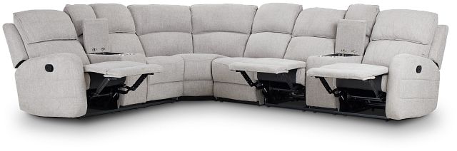 Piper Gray Fabric Large Dual Reclining Sectional With Dual Console