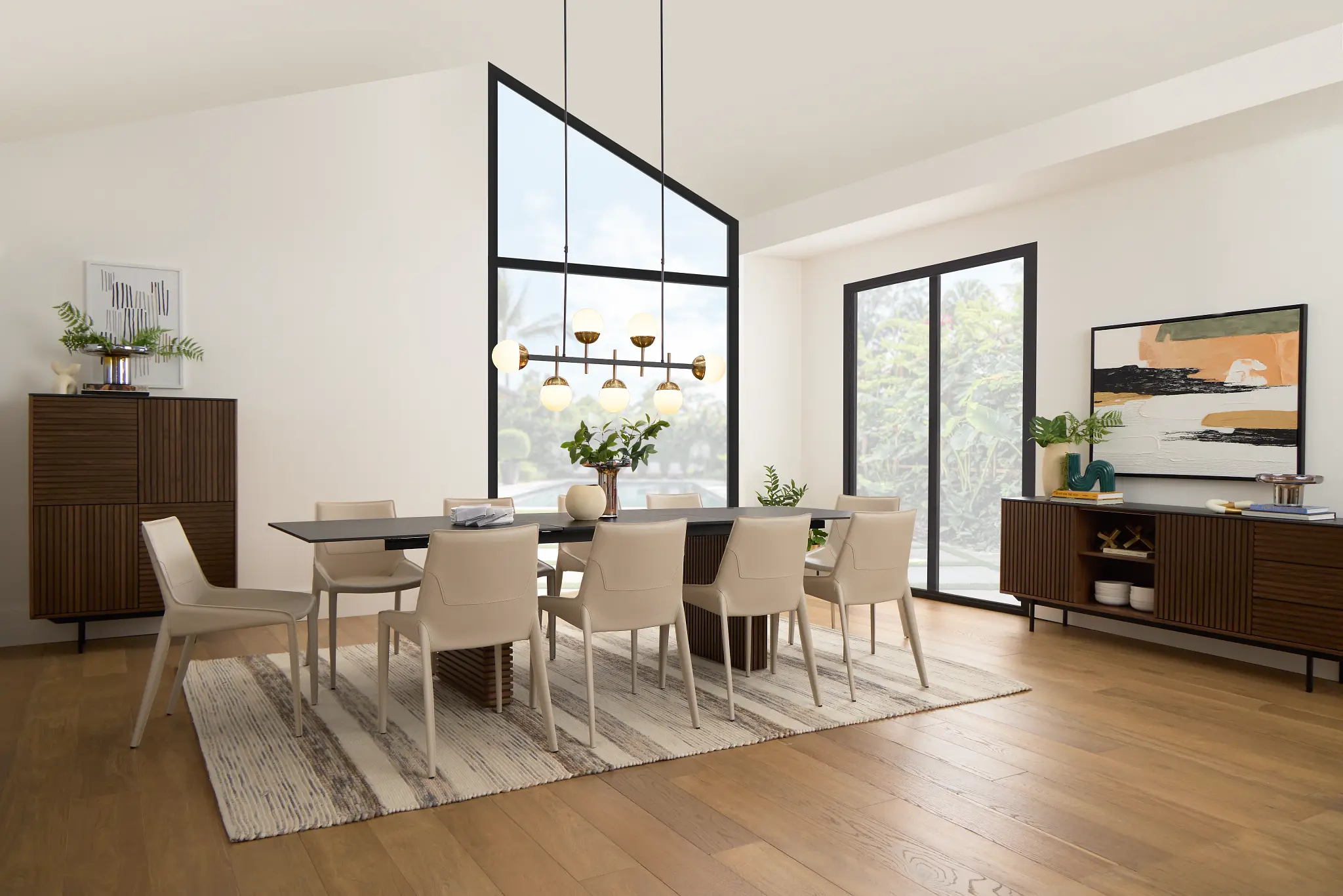 Wayne Two-tone Stone Rectangular Table &4 Light Beige Upholstered Chair Wayne Two-tone Stone Rectangular Table &4 Light Beige Upholstered Chair