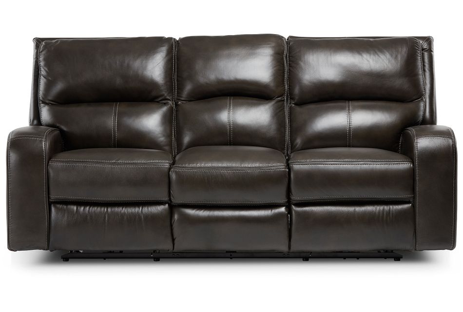 Declan Dark Brown Lthr Vinyl Power Reclining Sofa Living Room Reclining Sofas City Furniture