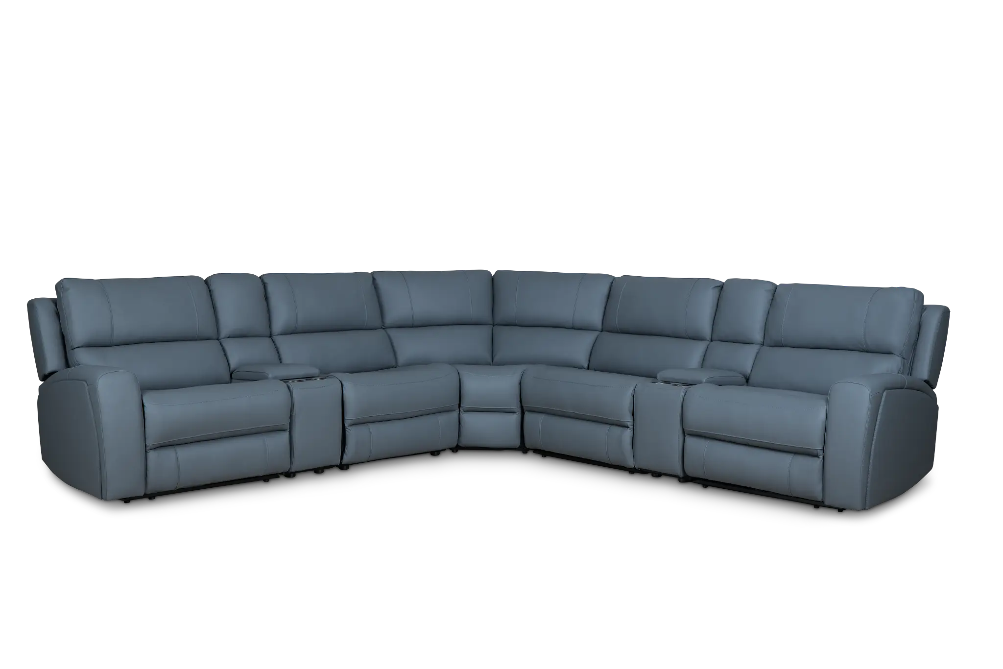 Summit Blue Lthr/vinyl Large Triple Power Reclining Two-arm Sectional Summit Blue Lthr/vinyl Large Triple Power Reclining Two-arm Sectional