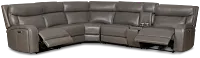 Jasper Gray Leather Medium Dual Power 2-arm Reclining Sectional