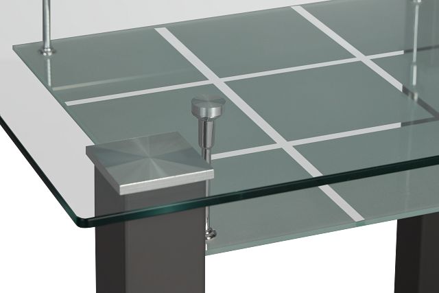 Vienna Dark Gray Glass Square High Dining Table