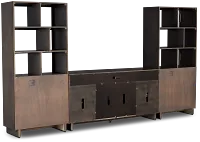 Richmond Gray 64" Open Pier Entertainment Wall With Fireplace