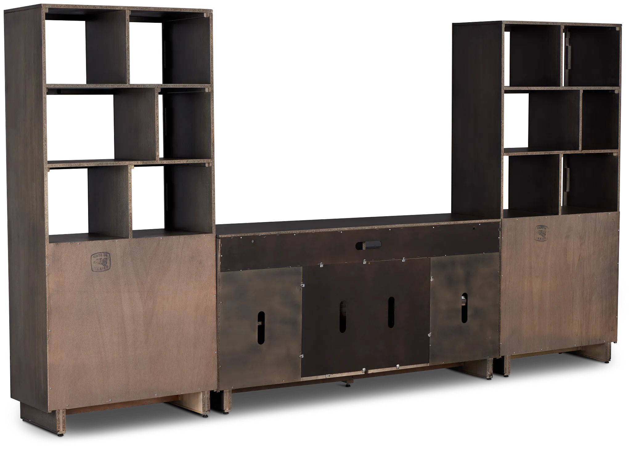 Richmond Gray 64" Open Pier Entertainment Wall With Fireplace