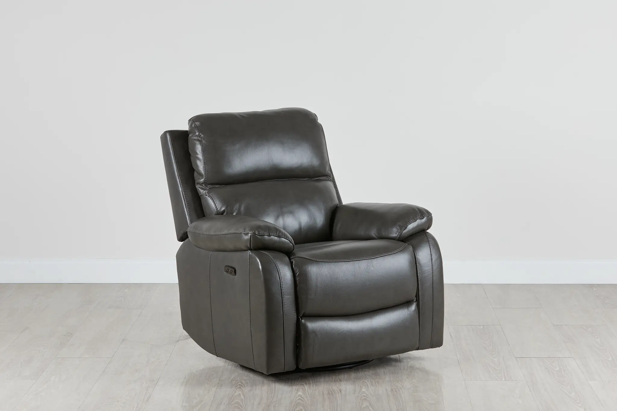 Mason Dark Gray Leather Power Glider Recliner With Power Headrest Mason Dark Gray Leather Power Glider Recliner With Power Headrest