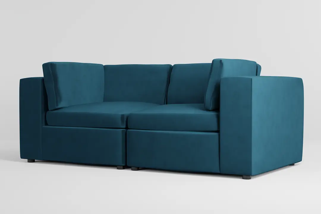 Destin Joya Teal Velvet 2-piece Modular Sofa Destin Joya Teal Velvet 2-piece Modular Sofa